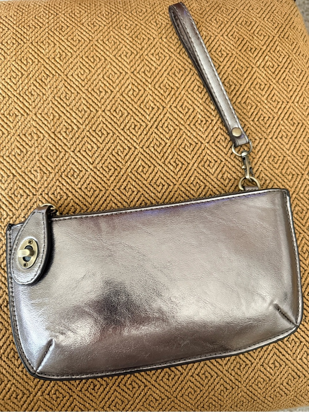 Metallic Silver Wristlet Clutch - Sleek Women's Evening Bag